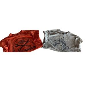 Lot of 2 Harley-Davidson Mens Graphic T-Shirt Bundle Orange Gray Size Large